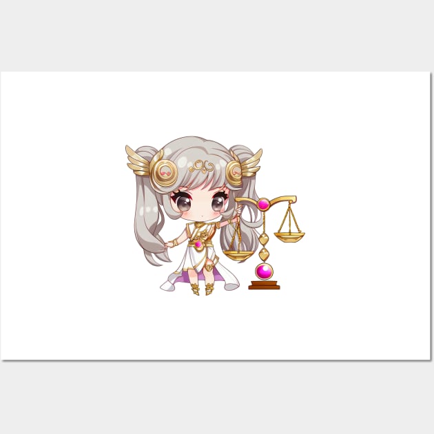 Libra Chibi Zodiac Anime Girl Wall Art by peachycrossing